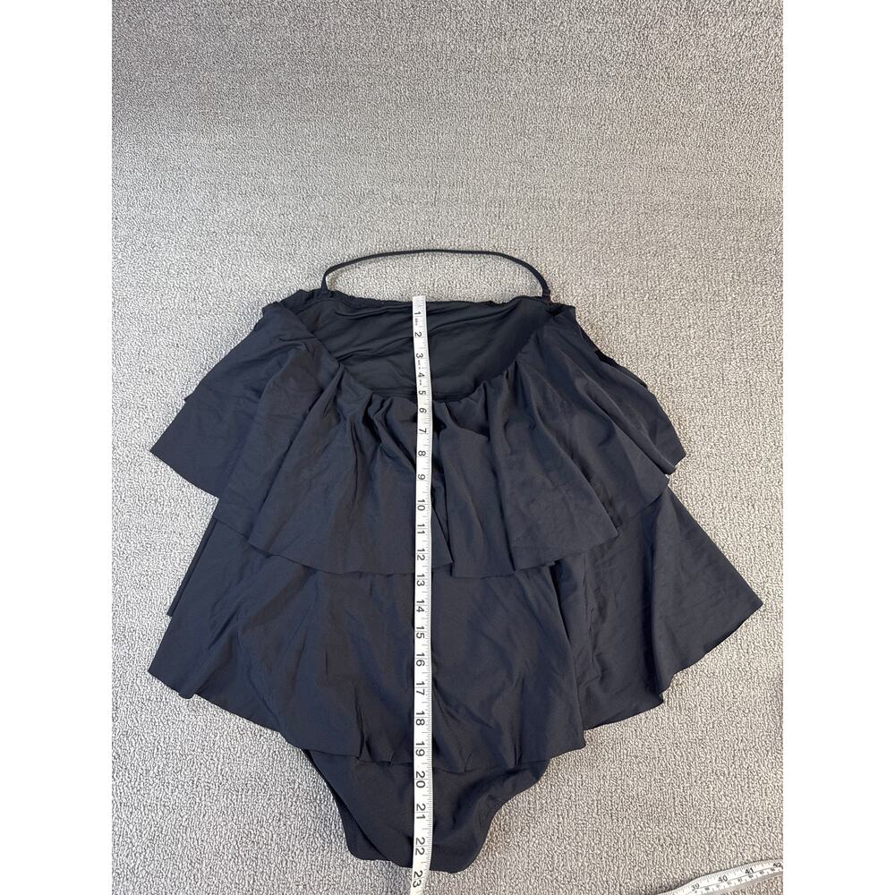 J. Crew Ruffle Tiered One Piece Swimsuit Full Coverage Black Size 12 - Picture 5 of 7